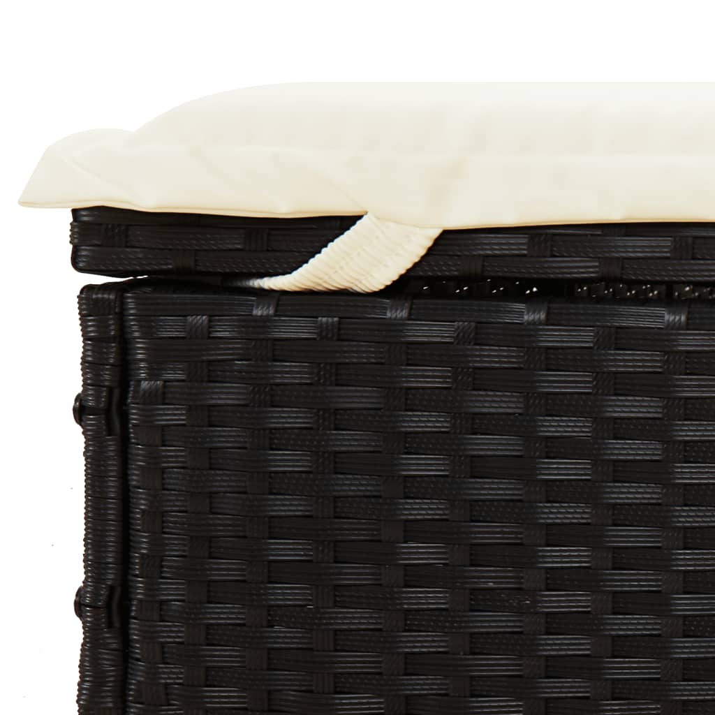 Transat avec toit pliable noir 213x63x97 cm résine tressée