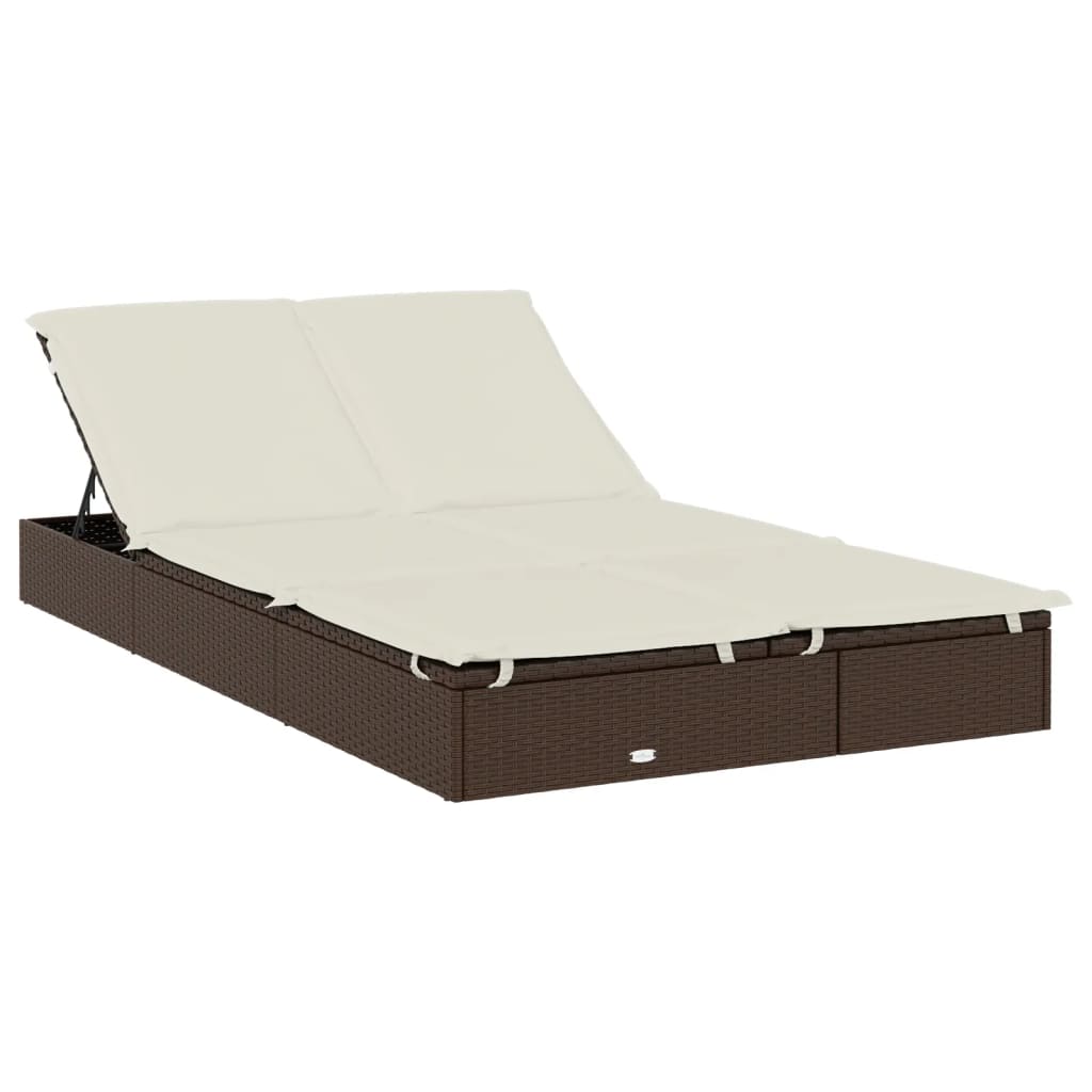 Transat 2 places avec toit rond marron 211x112x140 cm