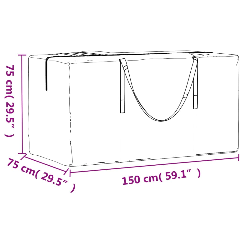 Sac de rangement pour coussins de jardin noir 150x75x75 cm PE