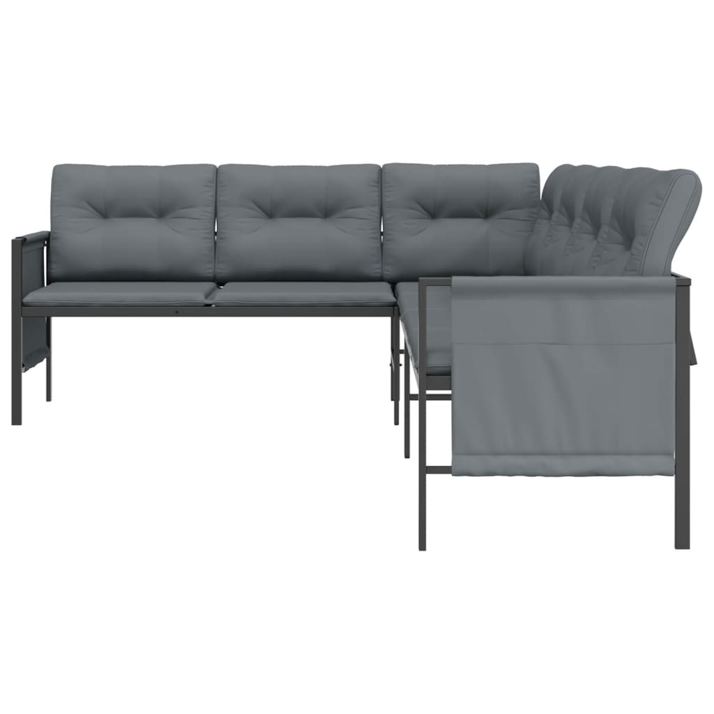 Canapé d'angle de jardin anthracite acier et textilène