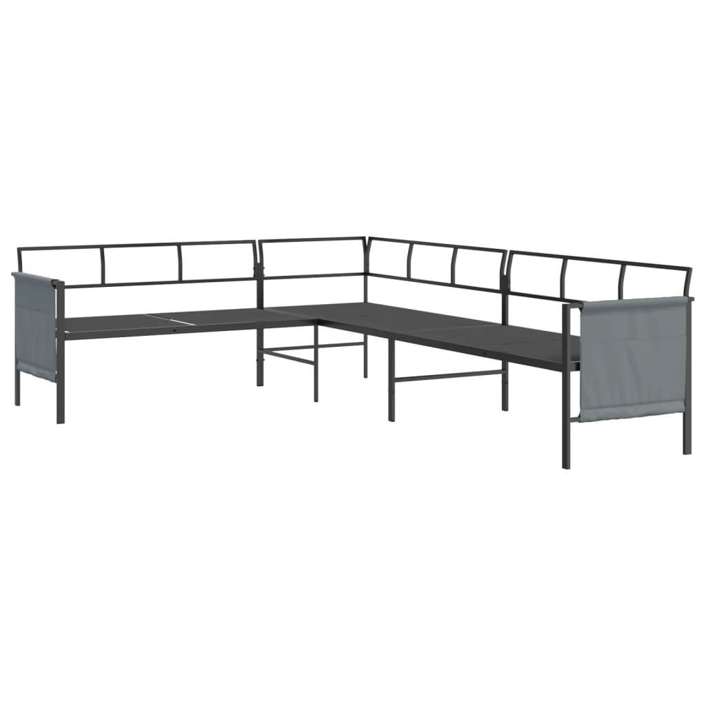 Canapé d'angle de jardin anthracite acier et textilène