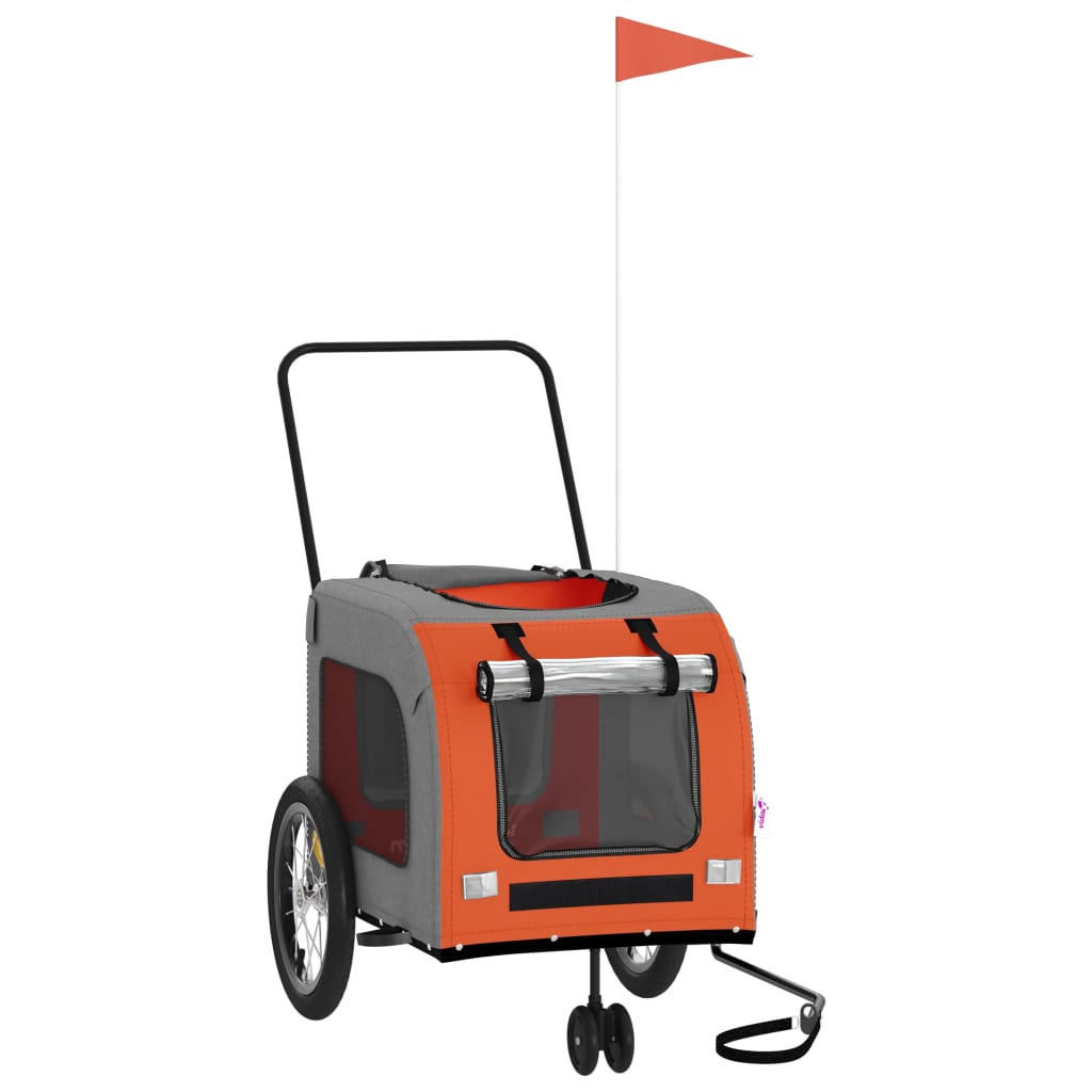 Remorque de vélo pour animaux de compagnie orange et gris