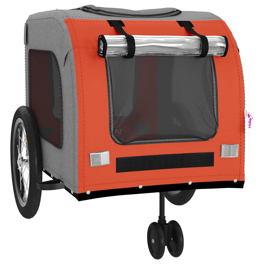 Remorque de vélo pour animaux de compagnie orange et gris