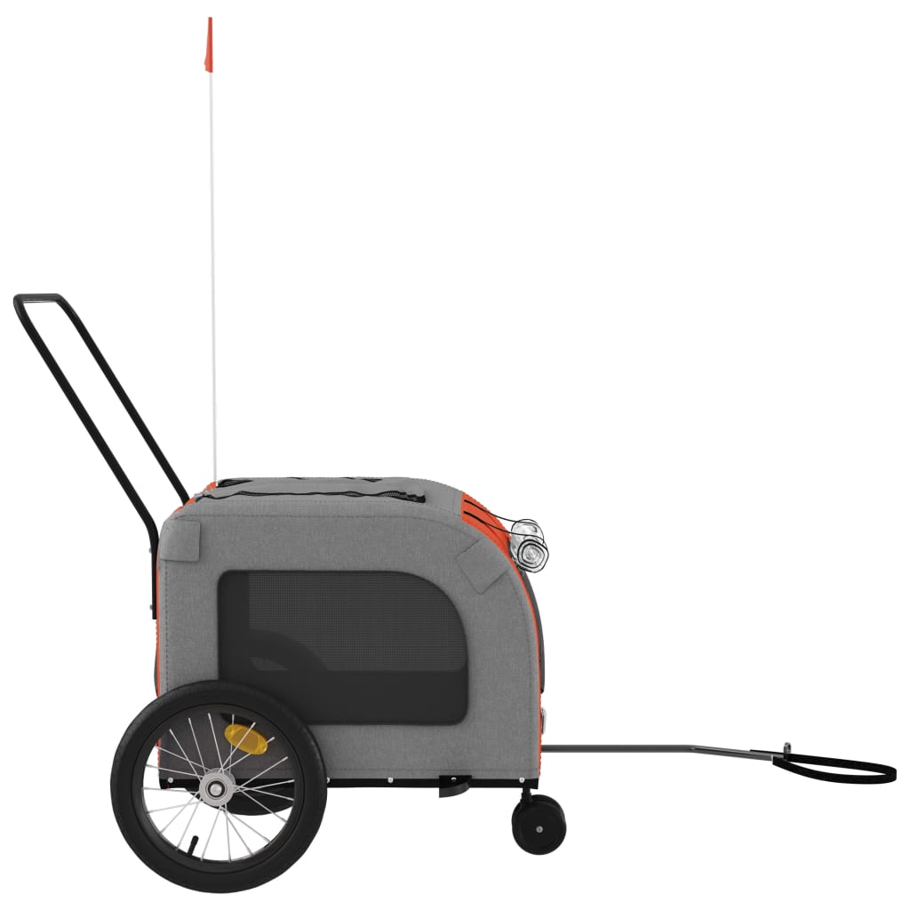 Remorque de vélo pour animaux de compagnie orange et gris