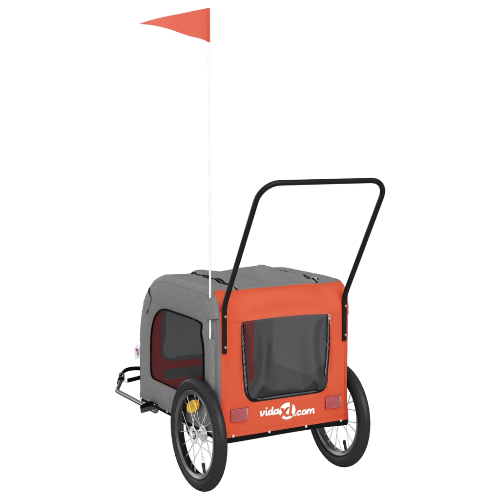 Remorque de vélo pour animaux de compagnie orange et gris
