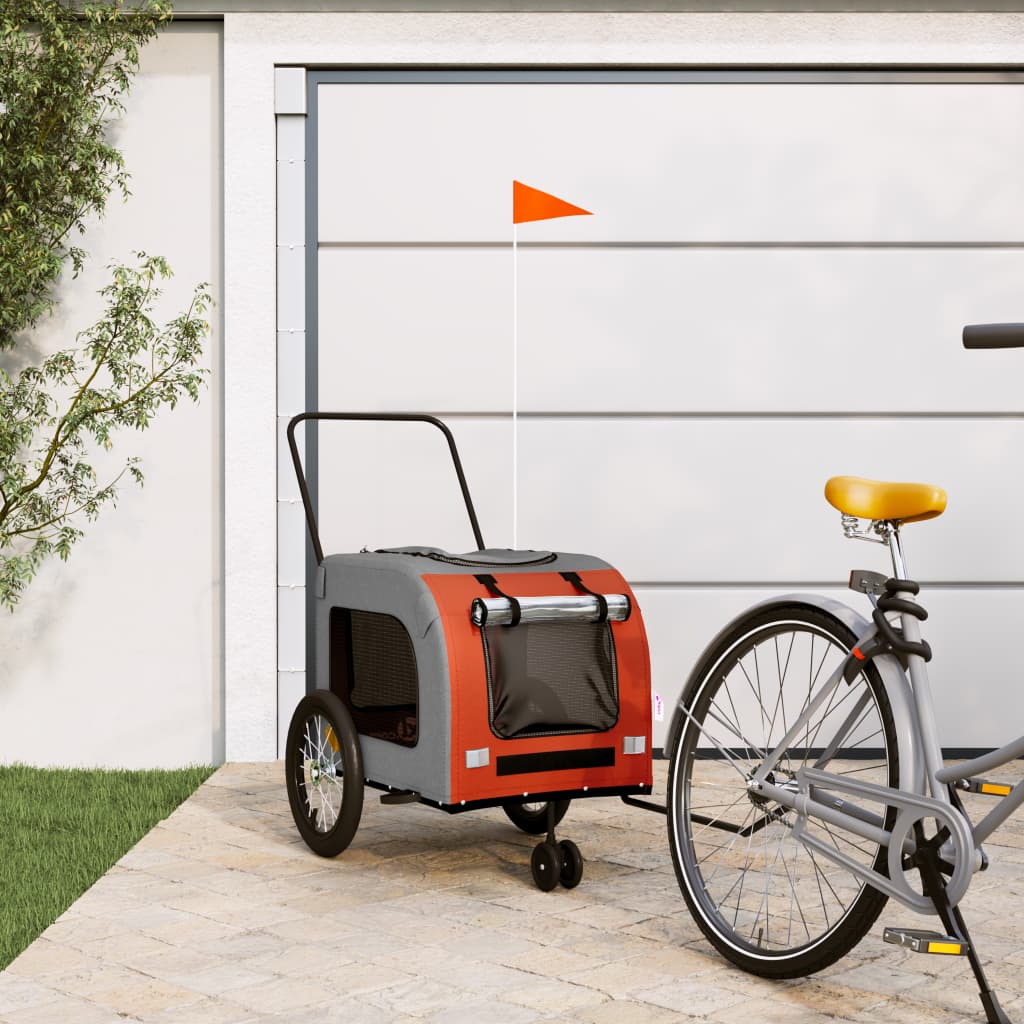 Remorque de vélo pour animaux de compagnie orange et gris