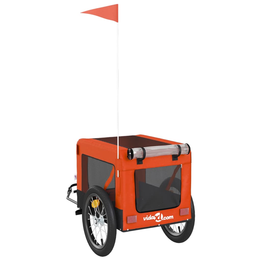 Remorque de vélo pour animaux de compagnie orange et noir