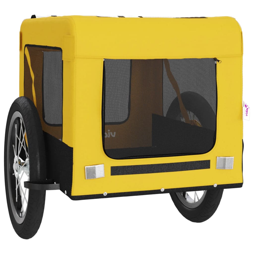 Remorque de vélo pour animaux de compagnie jaune et noir