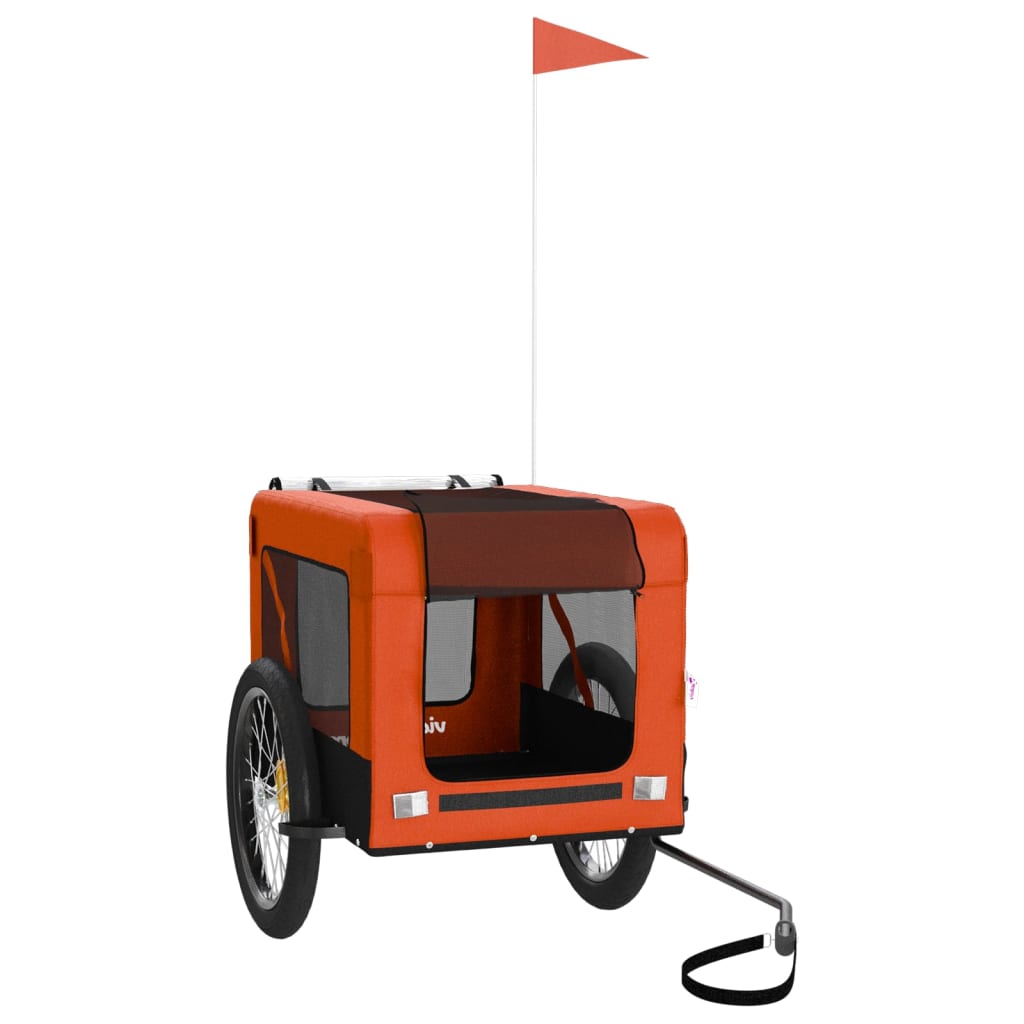 Remorque de vélo pour animaux de compagnie orange et noir