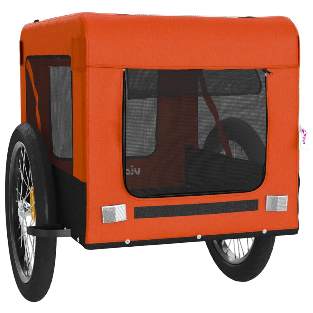 Remorque de vélo pour animaux de compagnie orange et noir