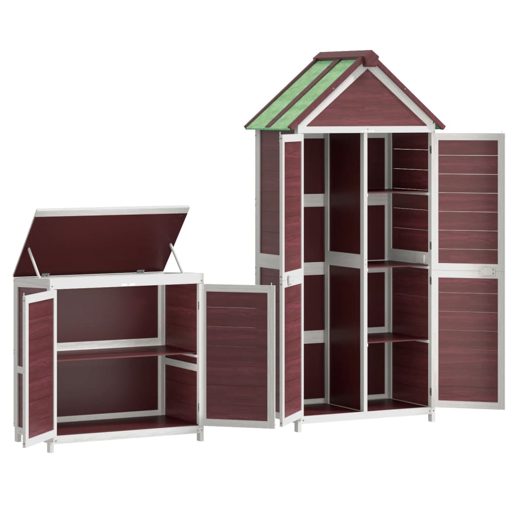 Ensemble de remise à outils de jardin 2 pcs moka pin massif