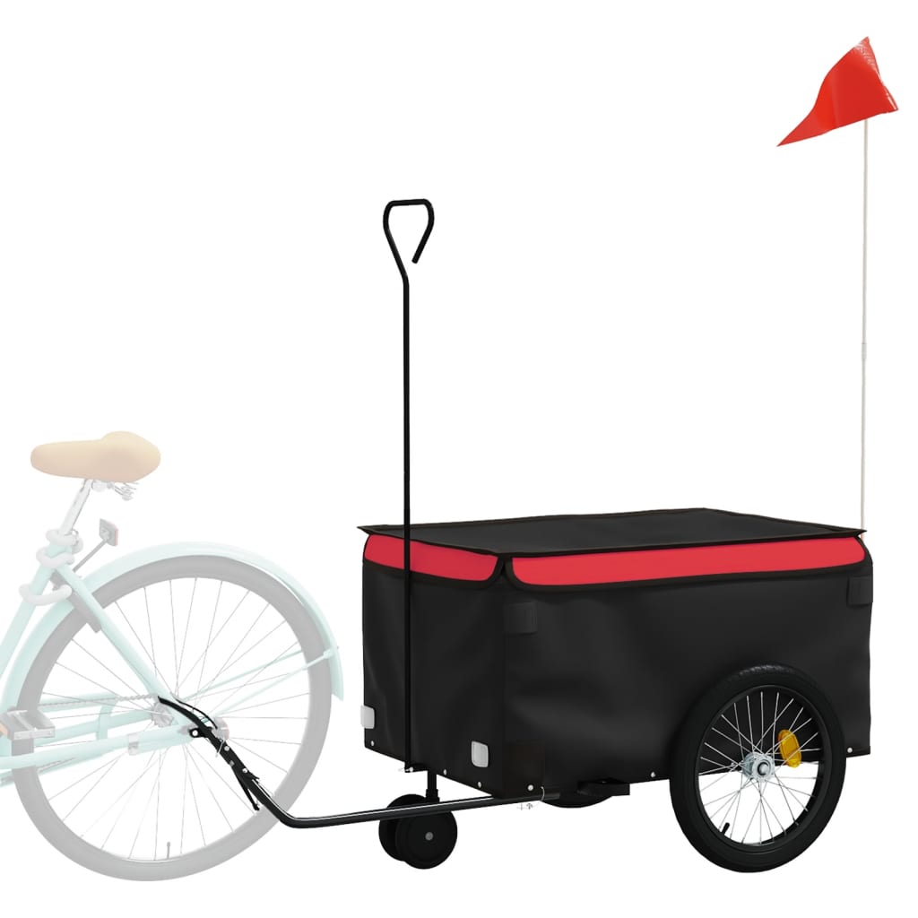 Remorque de vélo noir et rouge 30 kg fer