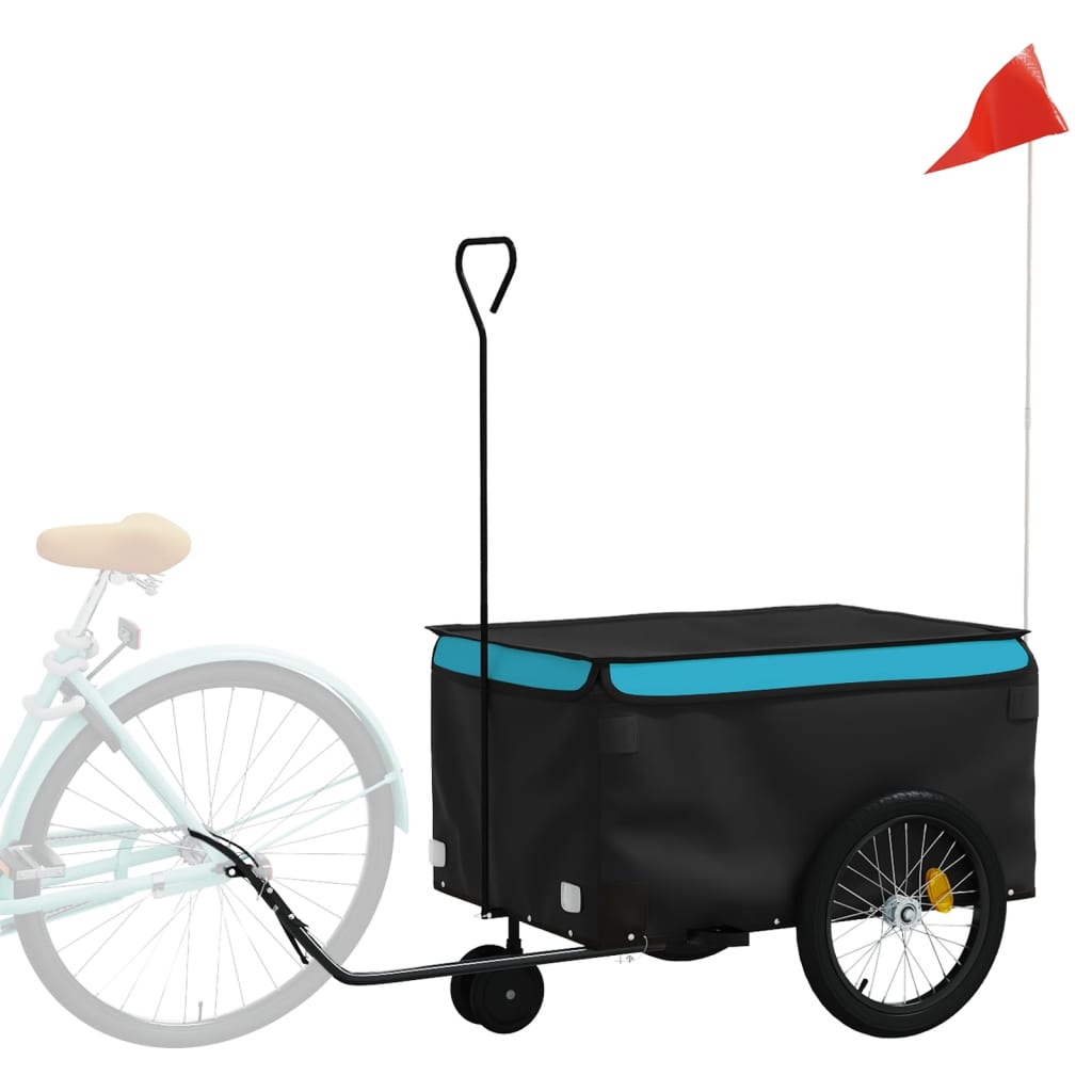 Remorque de vélo noir et bleu 30 kg fer