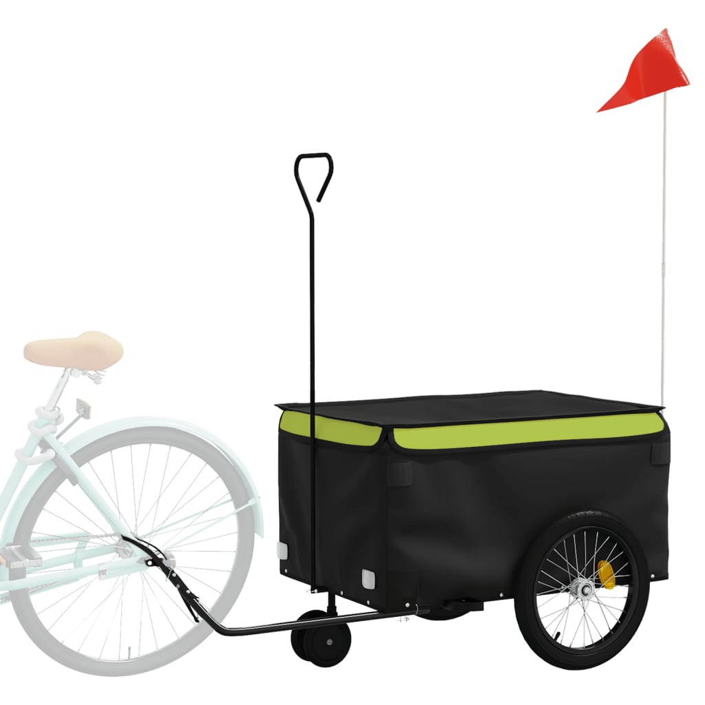 Remorque de vélo noir et vert 30 kg fer