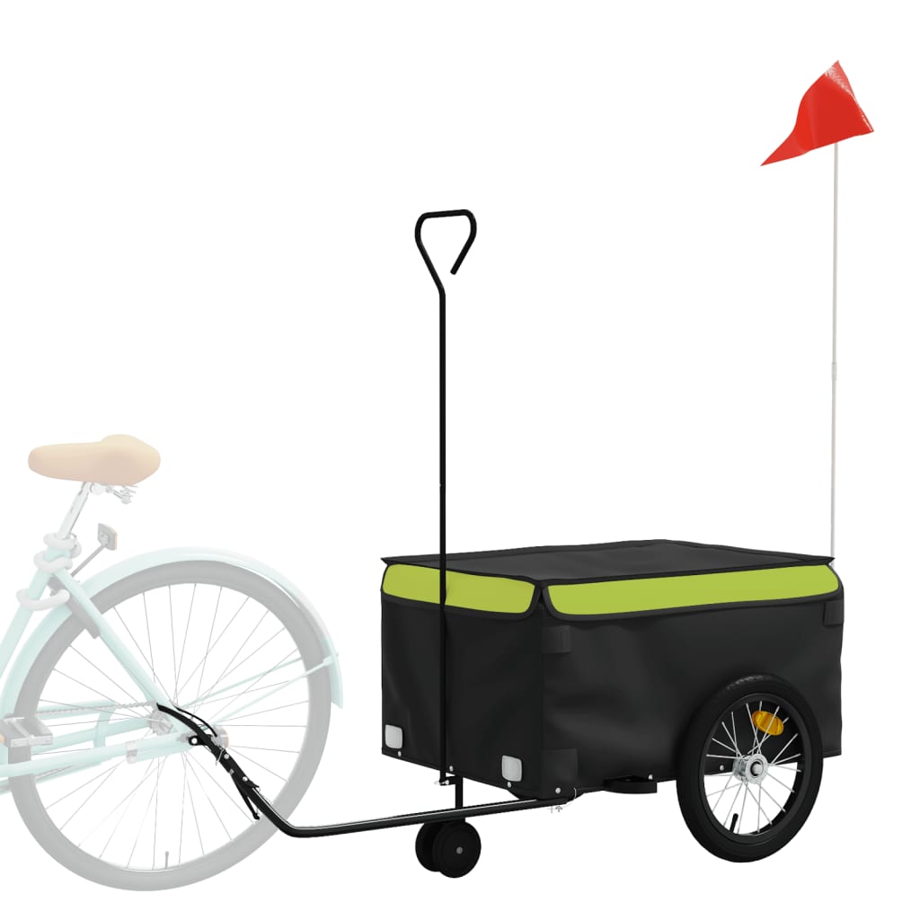 Remorque de vélo noir et vert 45 kg fer