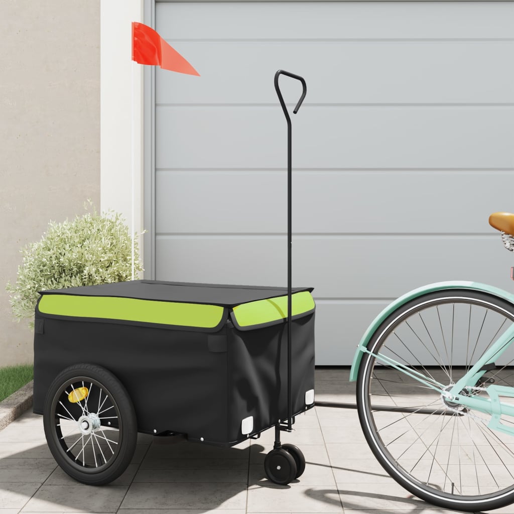 Remorque de vélo noir et vert 45 kg fer