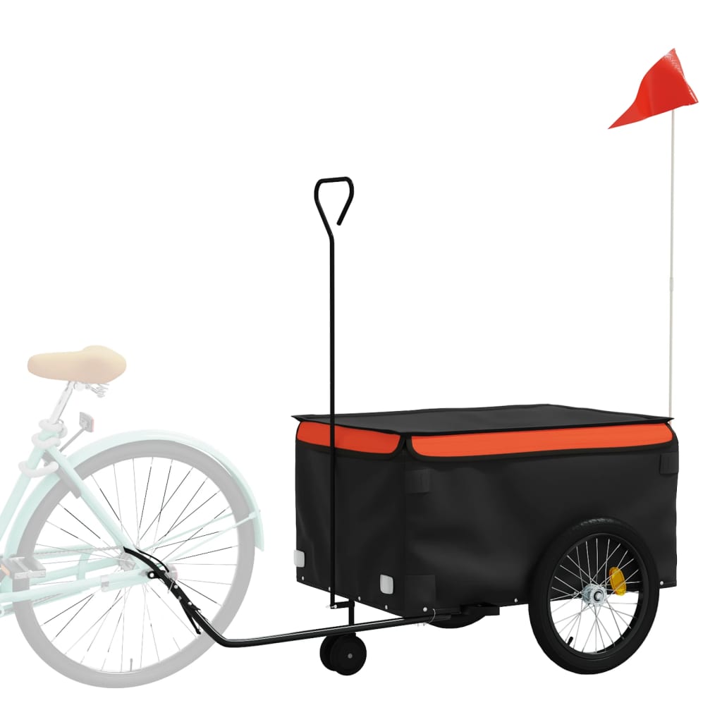 Remorque de vélo noir et orange 45 kg fer