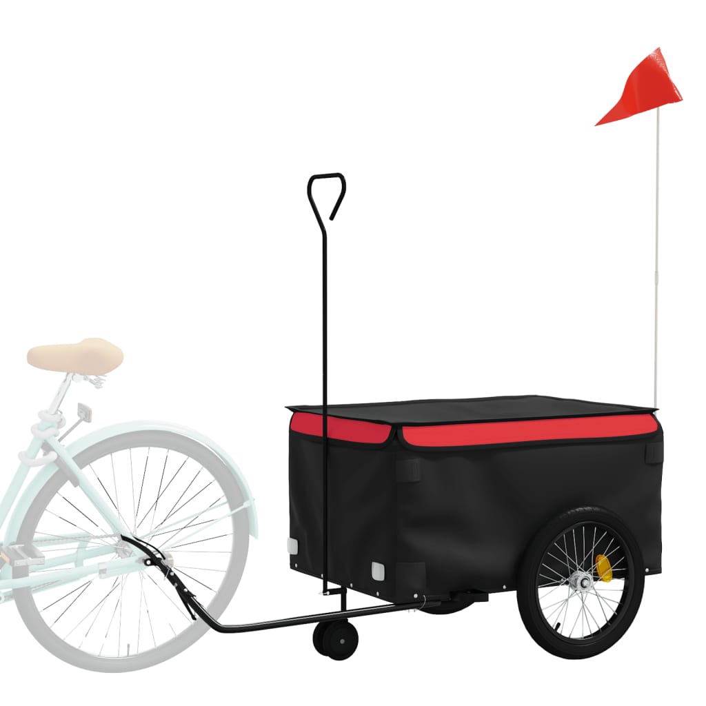 Remorque de vélo noir et rouge 45 kg fer