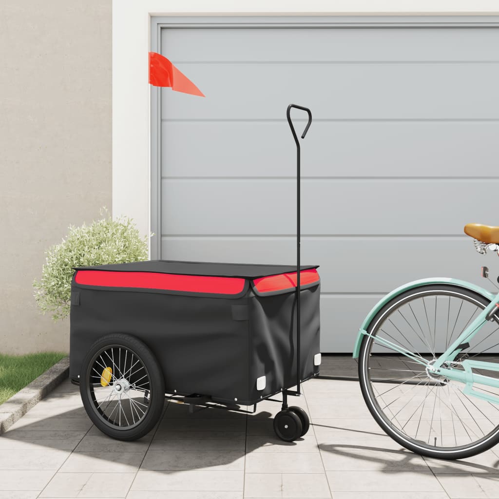 Remorque de vélo noir et rouge 45 kg fer