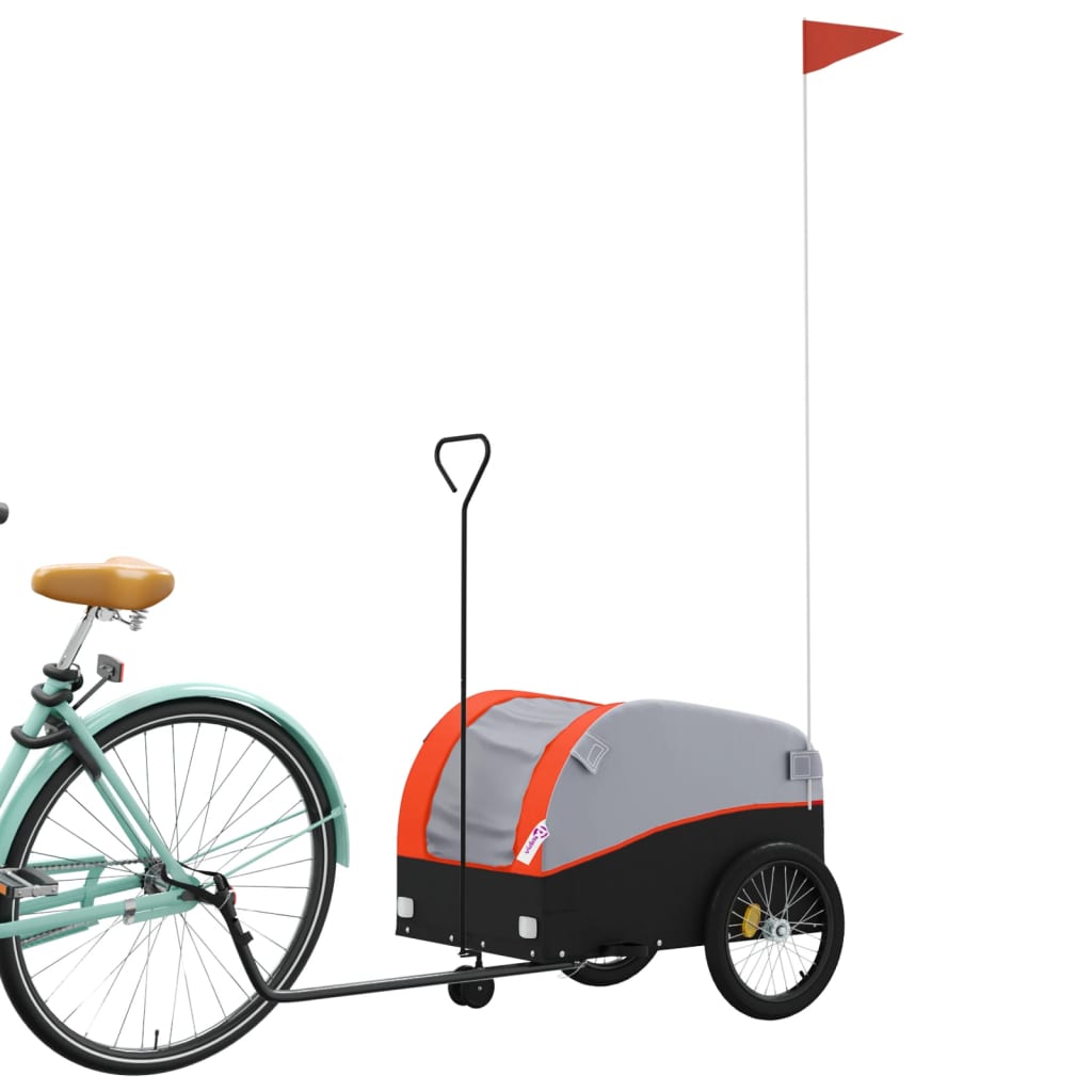 Remorque de vélo noir et orange 30 kg fer