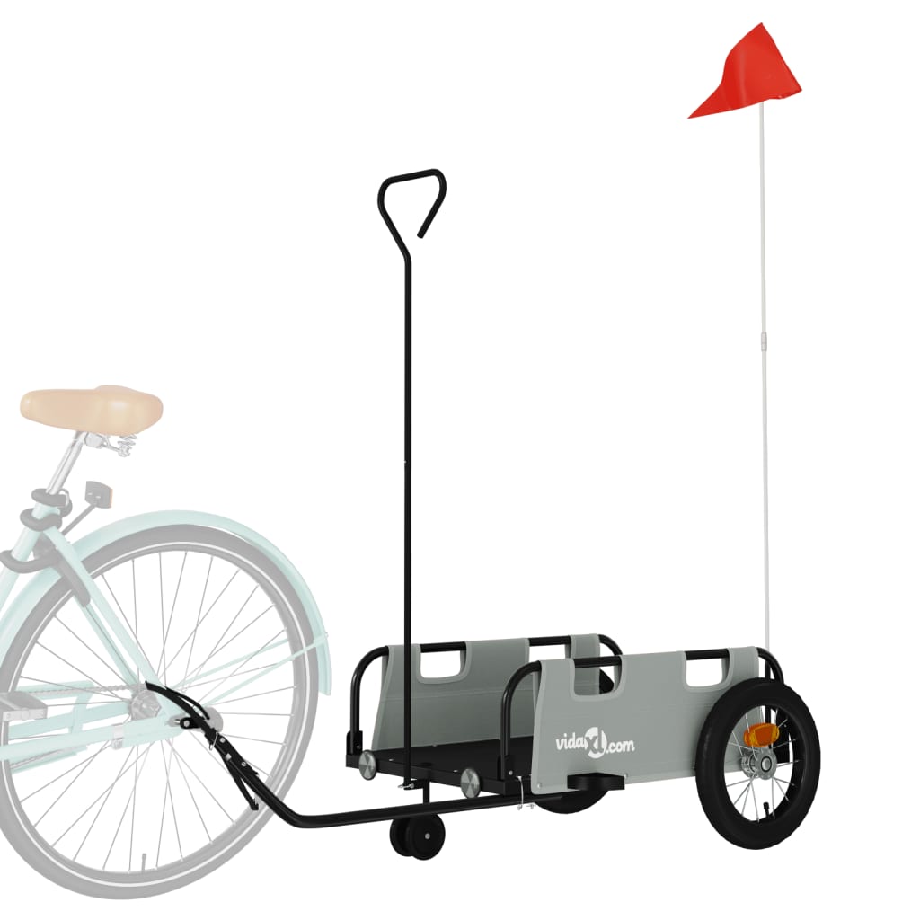 Remorque de vélo gris tissu oxford et fer