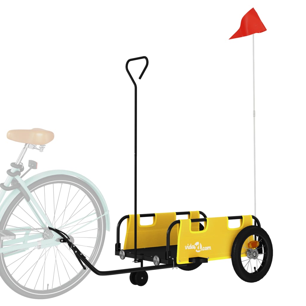 Remorque de vélo jaune tissu oxford et fer