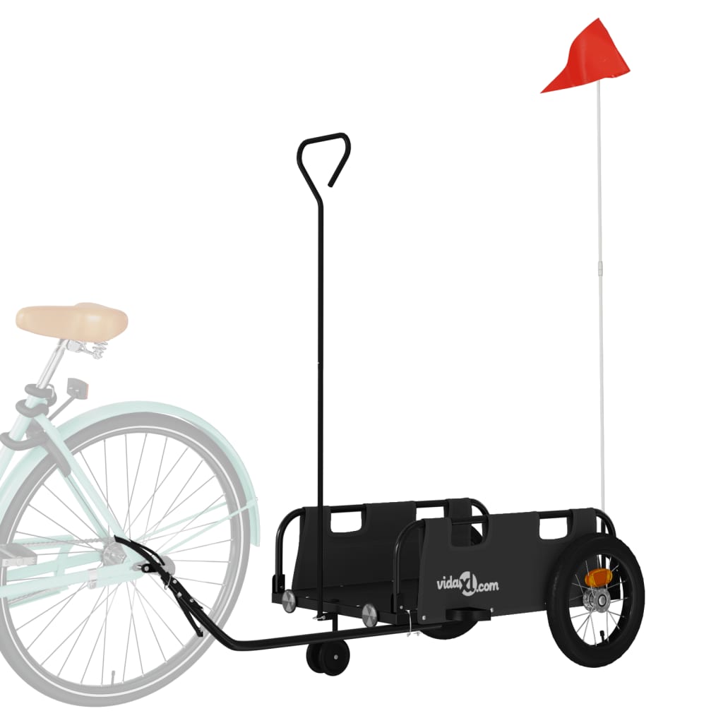Remorque de vélo noir tissu oxford et fer