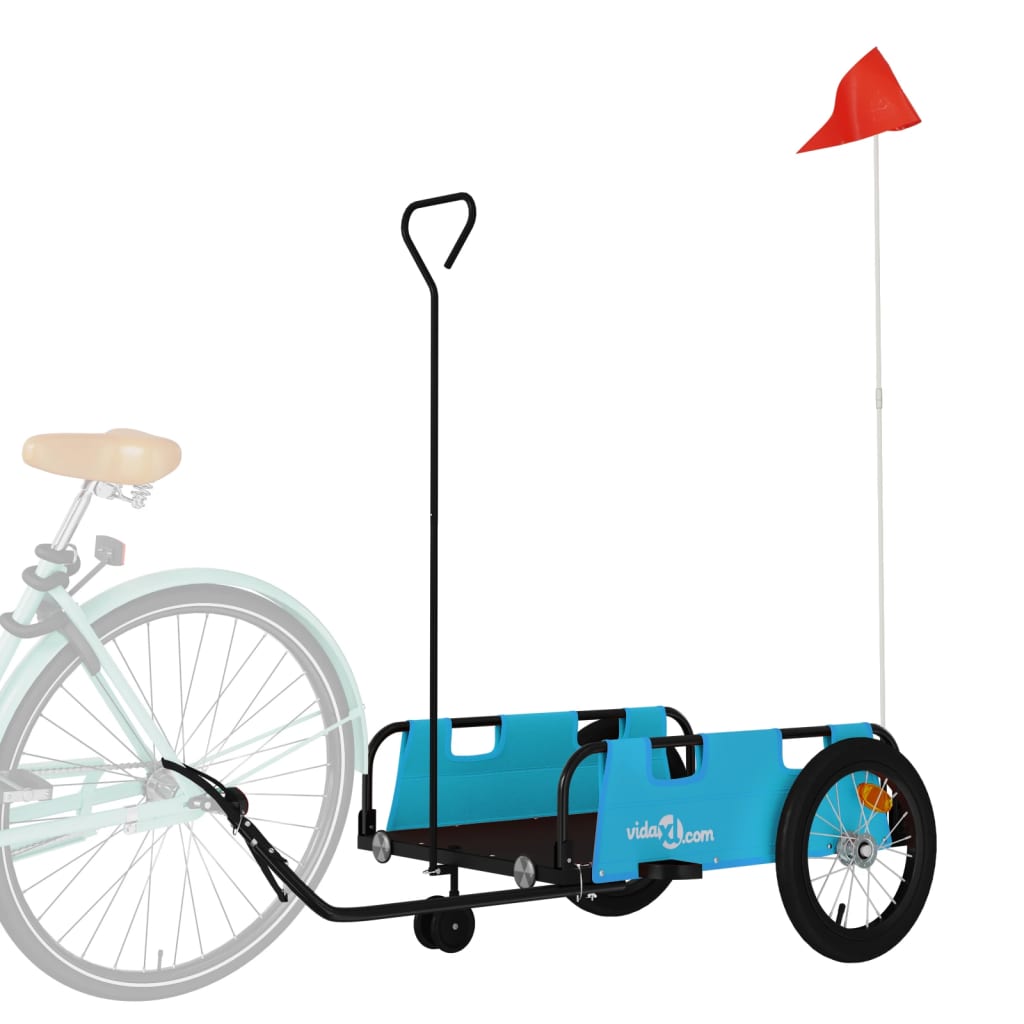 Remorque de vélo bleu tissu oxford et fer
