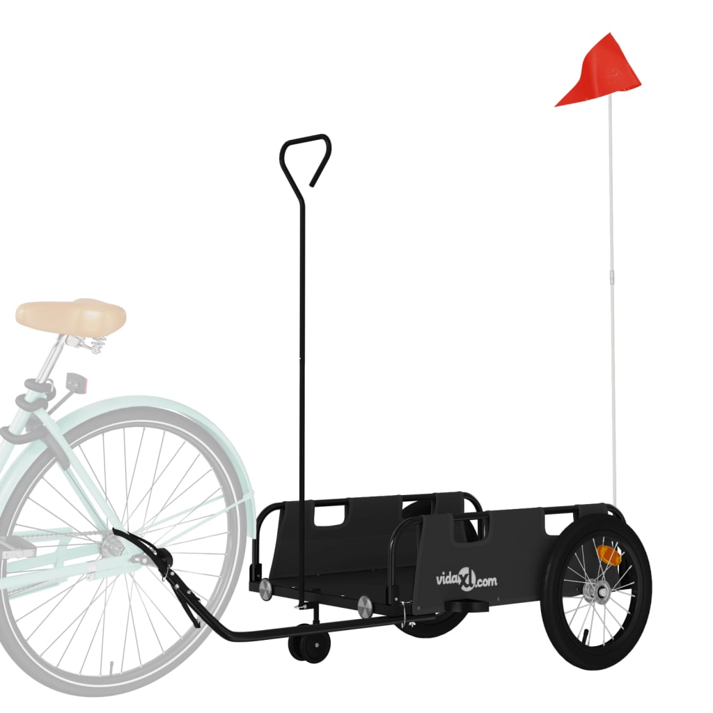 Remorque de vélo noir tissu oxford et fer