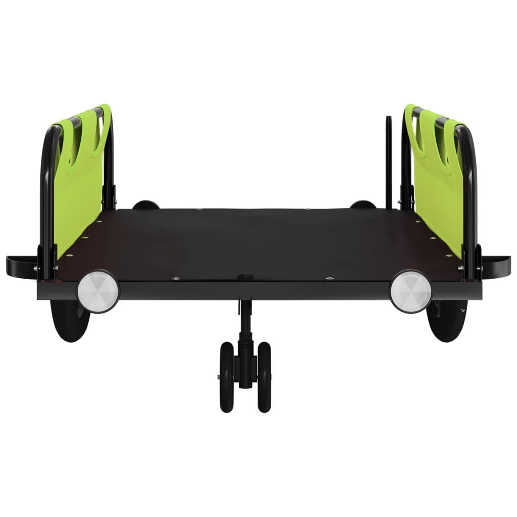 Remorque de vélo vert tissu oxford et fer