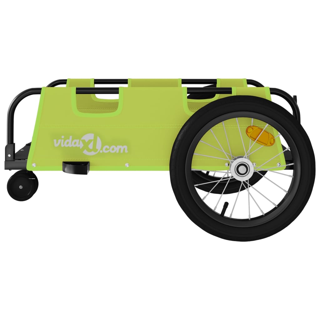 Remorque de vélo vert tissu oxford et fer