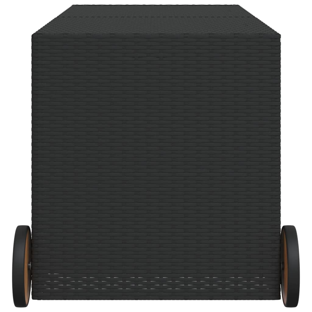 Boîte de rangement de jardin et roues noir 283L résine tressée