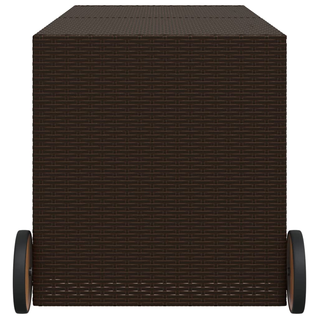 Boîte de rangement de jardin et roues marron 283L poly rotin
