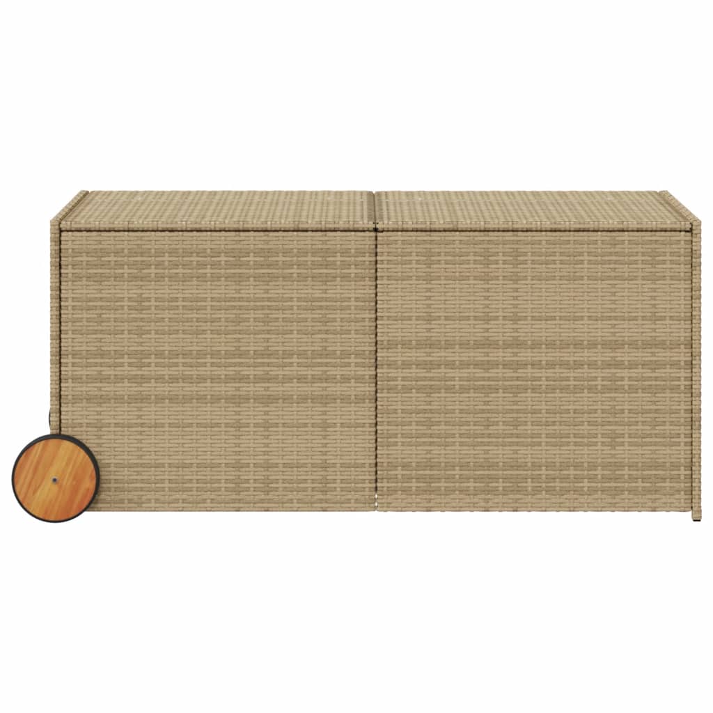 Boîte de rangement de jardin et roues mélange beige 283L rotin