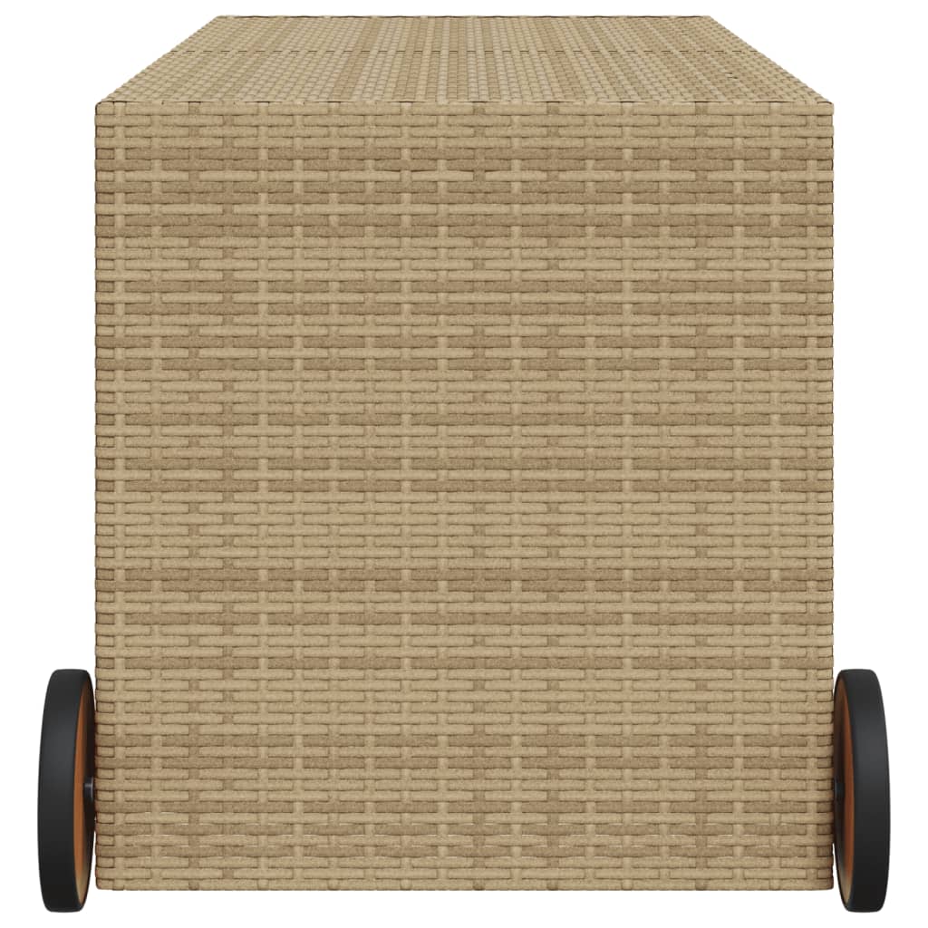 Boîte de rangement de jardin et roues mélange beige 283L rotin