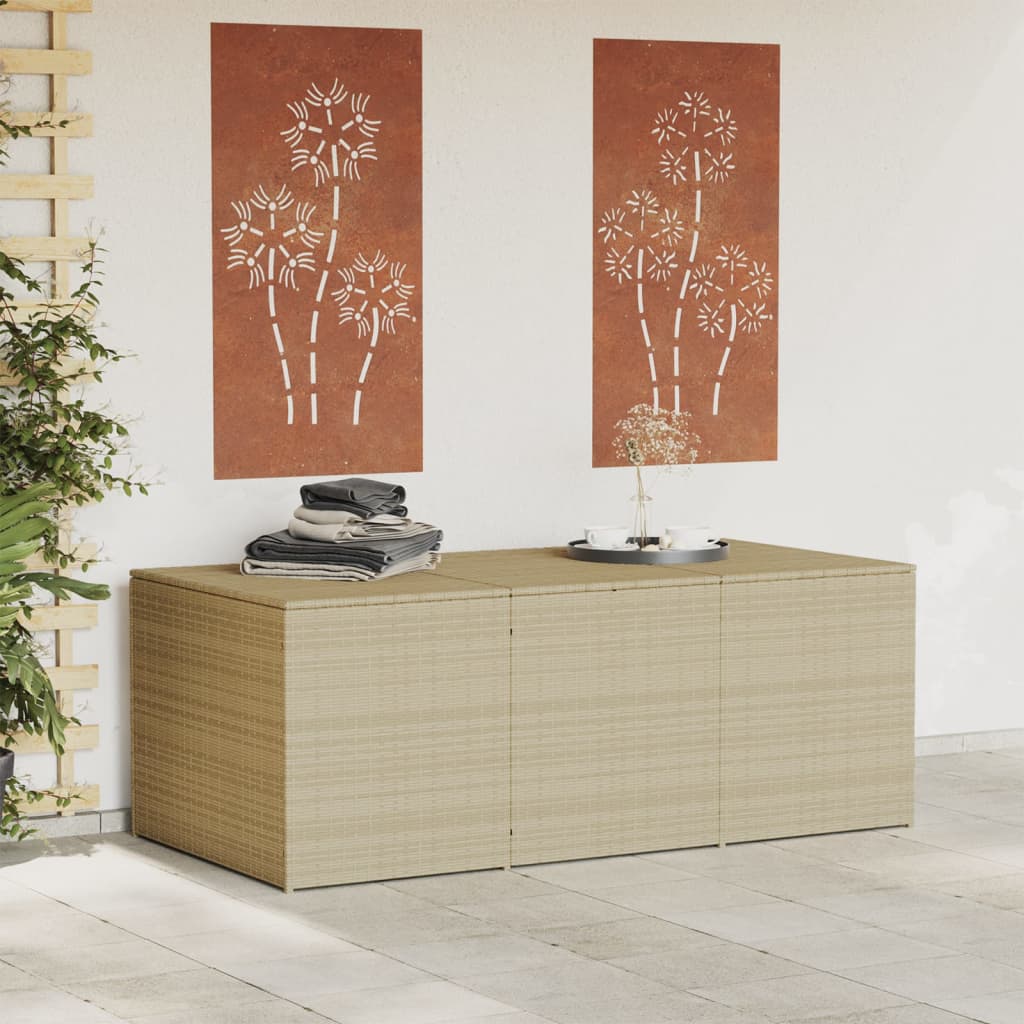 Boîte de rangement de jardin mélange beige 984L résine tressée