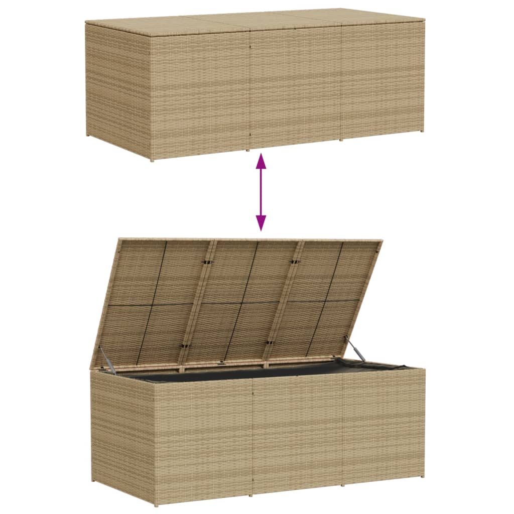 Boîte de rangement de jardin mélange beige 984L résine tressée