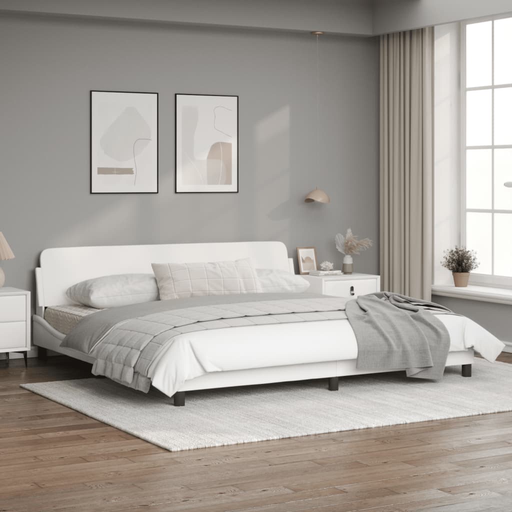 Cadre de lit avec tête de lit Blanc 200x200 cm Similicuir
