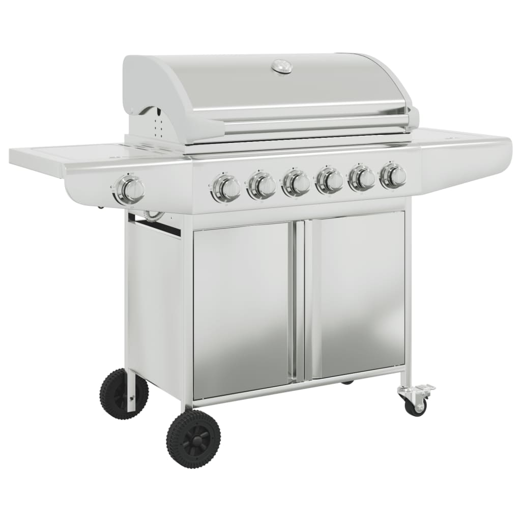 Barbecue gril à gaz avec 7 brûleurs argenté acier inoxydable