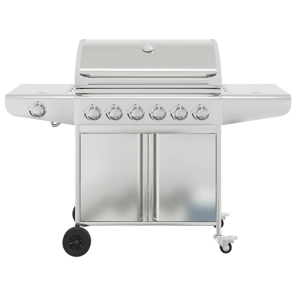 Barbecue gril à gaz avec 7 brûleurs argenté acier inoxydable