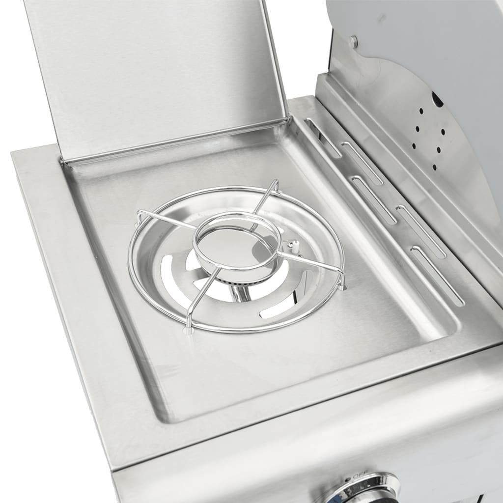 Barbecue gril à gaz avec 7 brûleurs argenté acier inoxydable