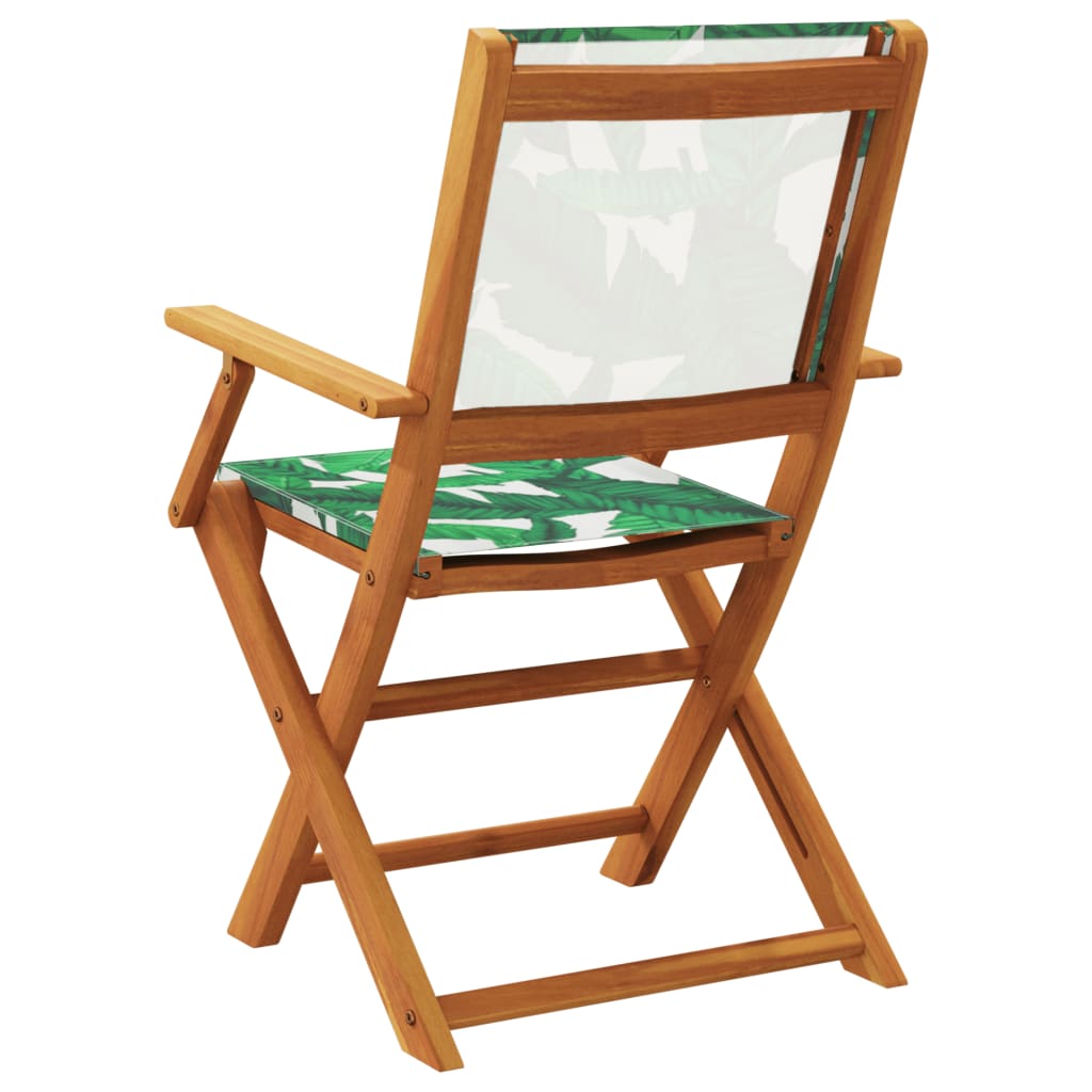 Chaises de jardin lot de 2 motif de feuilles acacia et tissu