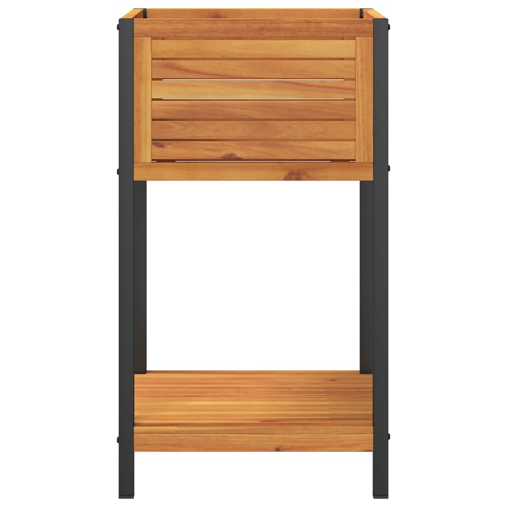 Jardinière et étagère 45x45x80 cm bois massif d'acacia et acier
