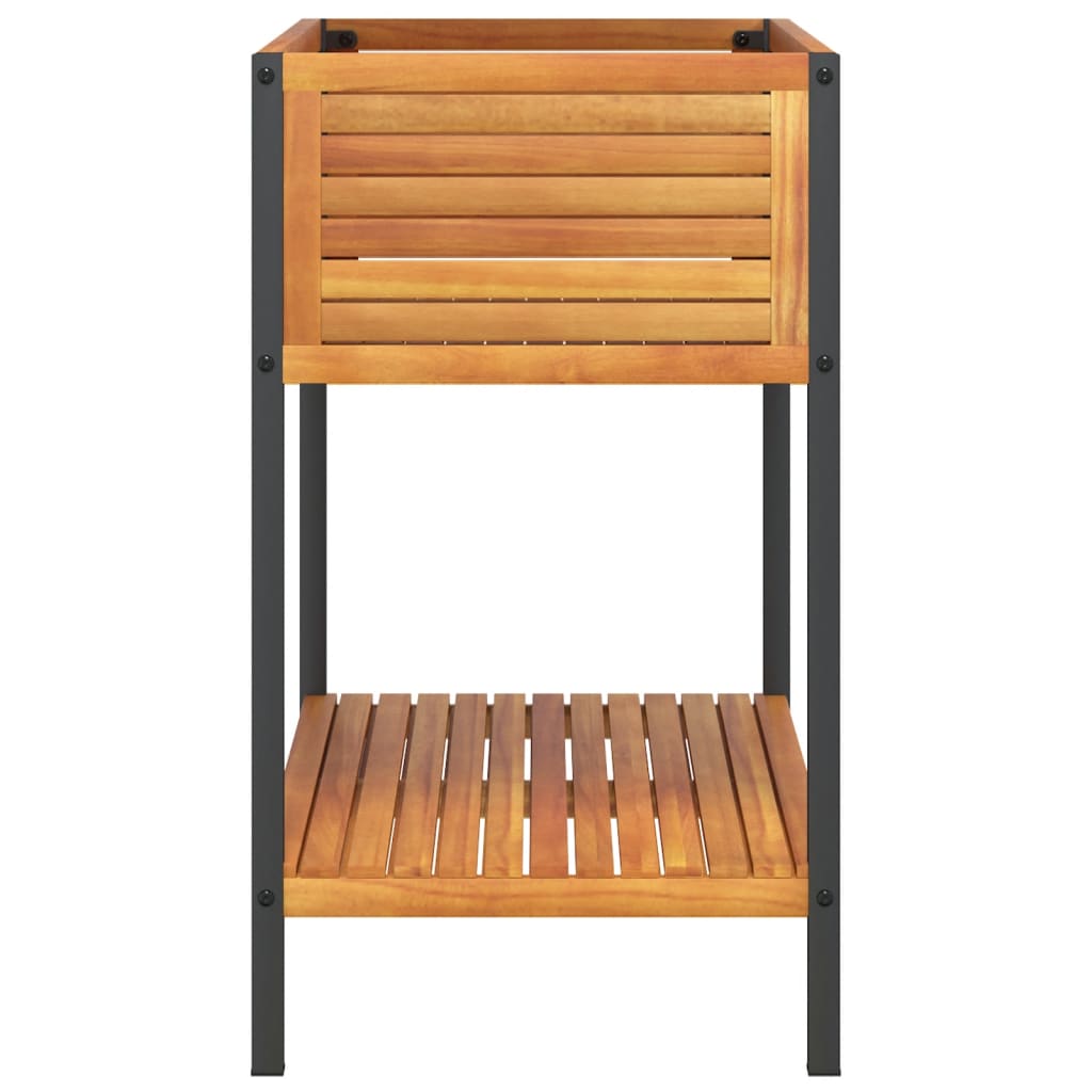 Jardinière et étagère 80x45x80 cm bois massif d'acacia et acier