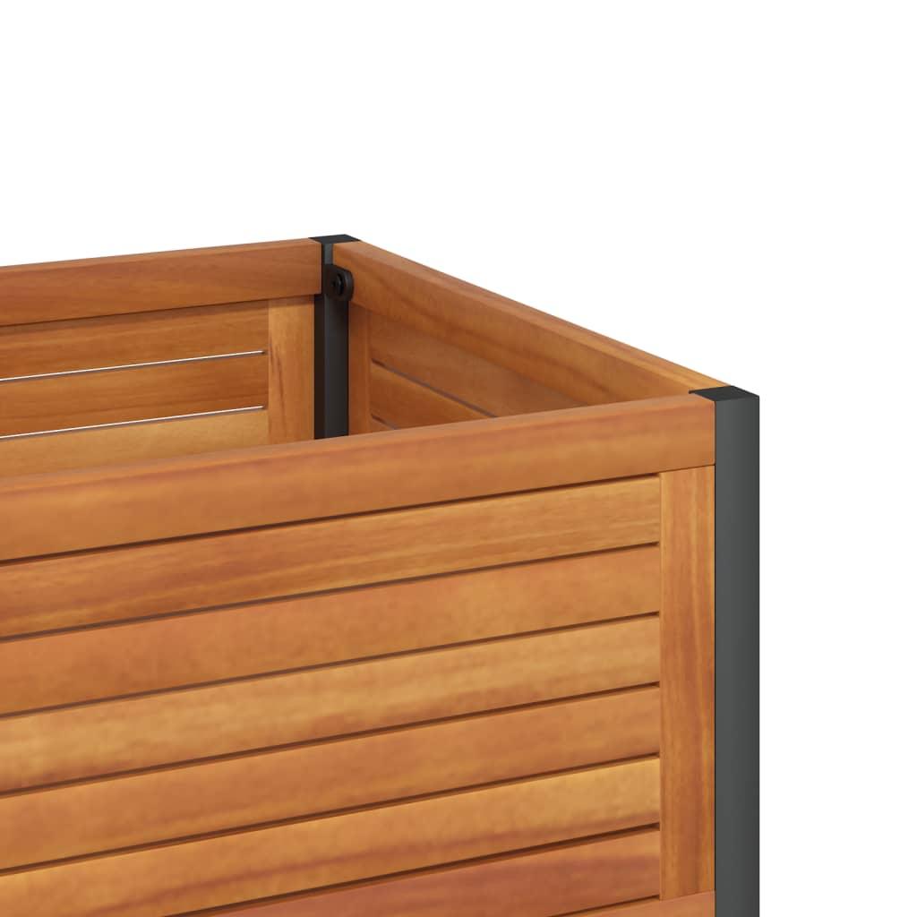 Jardinière et étagère 80x45x80 cm bois massif d'acacia et acier