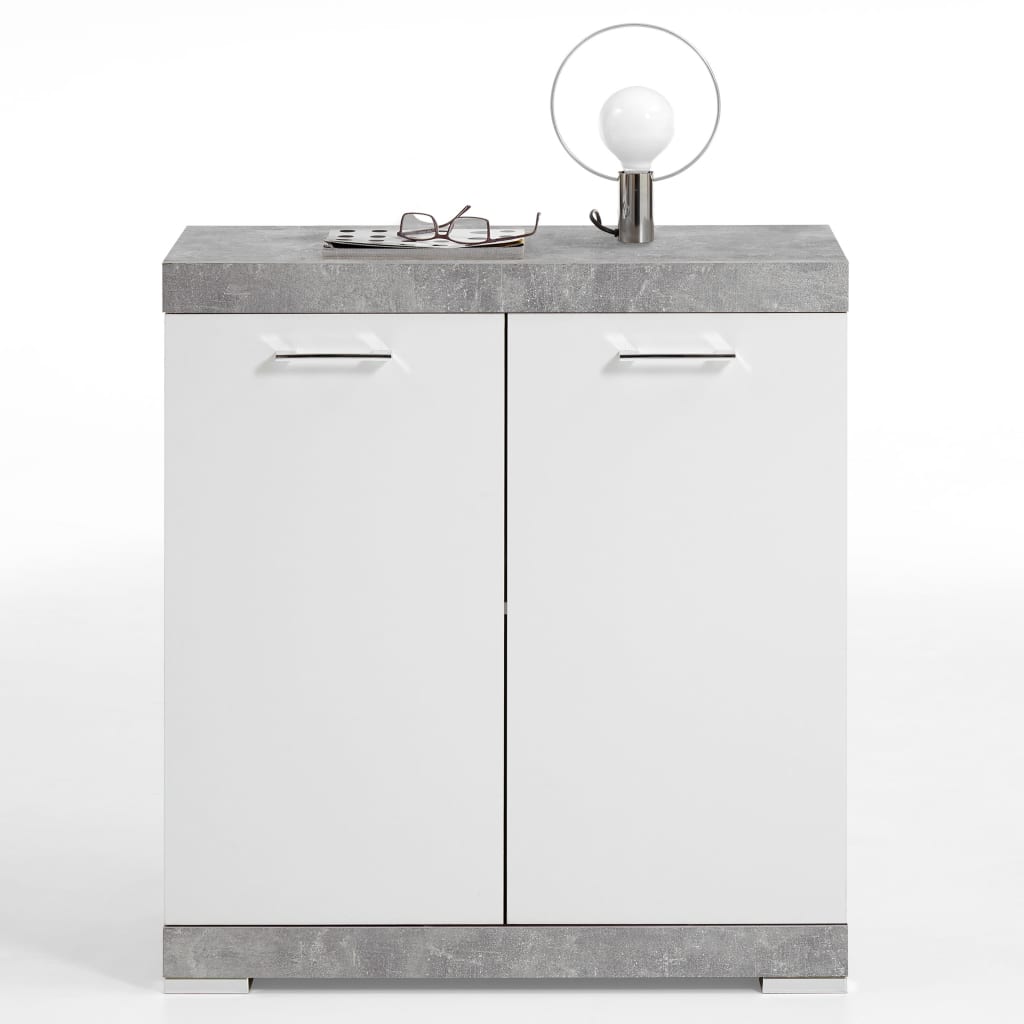 Armoire avec 2 portes 80 x 34,9 x 89,9 cm Blanc et béton