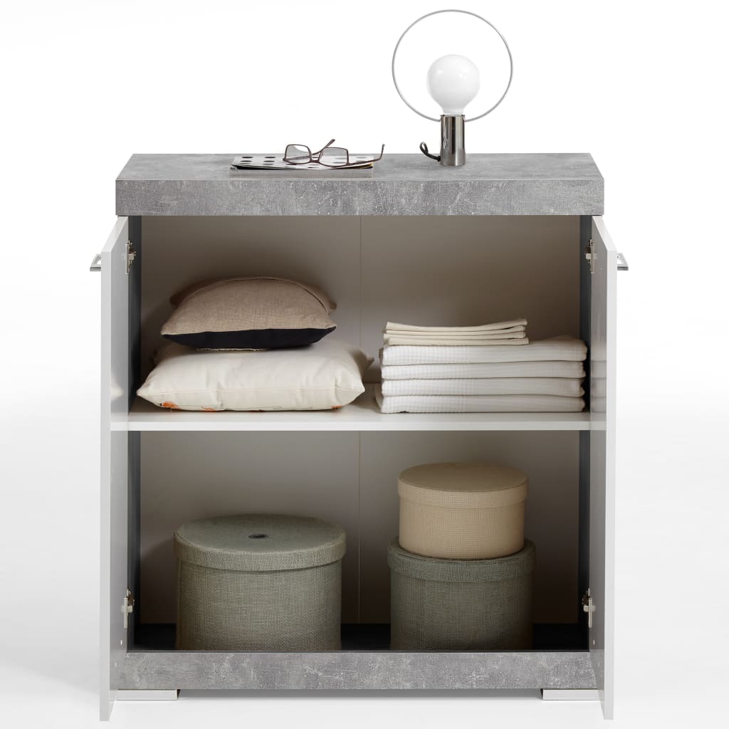 Armoire avec 2 portes 80 x 34,9 x 89,9 cm Blanc et béton