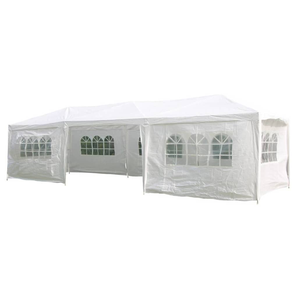 Tente de réception avec parois latérales 3 x 9 m Blanc