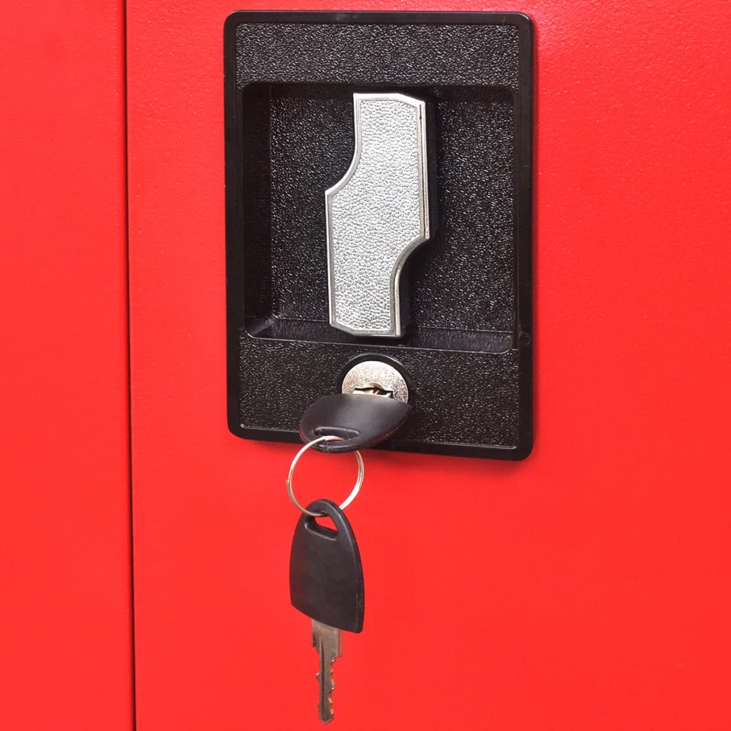 Armoire à outils avec 2 portes Acier 90x40x180 cm Noir et rouge