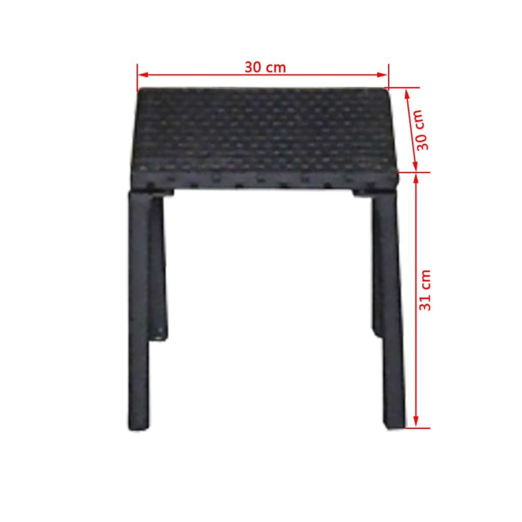 Chaises longues avec table Résine tressée Noir